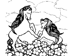 Pony Mama and Baby Coloring Page