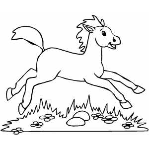 Running Horse On Grass coloring page
