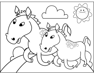 Running Horses coloring page