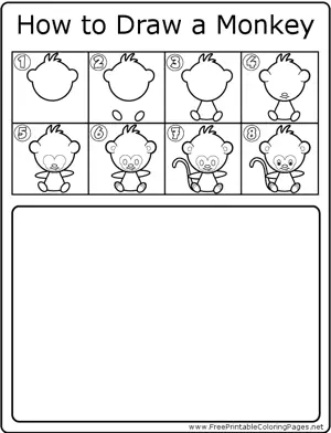 How to Draw Cute Monkey coloring page