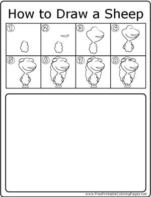 How to Draw Cute Sheep coloring page