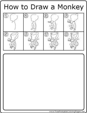 How to Draw Eating Monkey coloring page