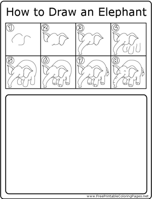 How to Draw Happy Elephant coloring page