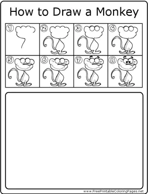 How to Draw Happy Monkey coloring page
