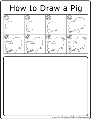 How to Draw Happy Pig coloring page