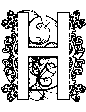 Illuminated-H Coloring Page