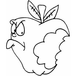 Angry Bitten Apple coloring page