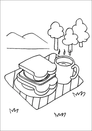 Coffee And Sandwich On A Tray coloring page