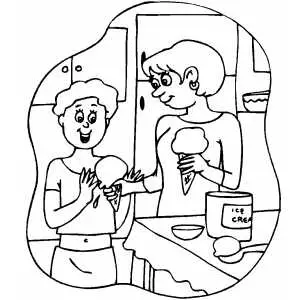 Family Eating Ice Cream coloring page