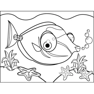 Big-Eyed Tropical Fish coloring page