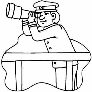 Captain Watching Telescope coloring page