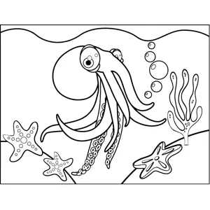 Curious Octopus coloring page