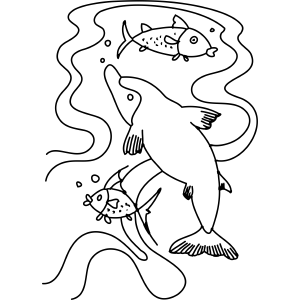 Dolphin and Fish coloring page