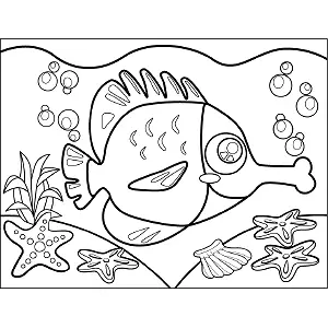 Fish with Puckered Lips coloring page