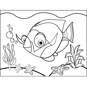 Floating Tropical Fish coloring page