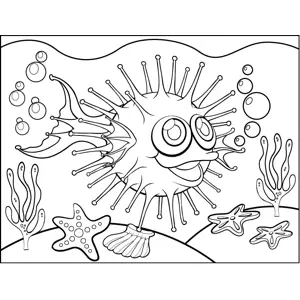 Round Spiky Fish coloring page