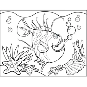 Round Striped Fish coloring page