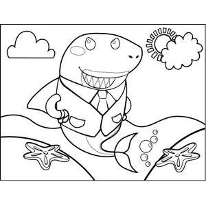 Shark in Suit coloring page
