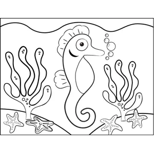 Swimming Seahorse coloring page