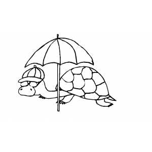 Turtle Under Umbrella In Sunglasses coloring page
