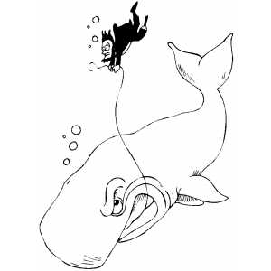 Whale Pulling Man coloring page