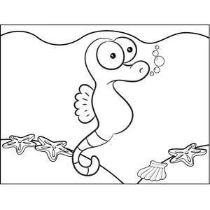 Worried Seahorse coloring page