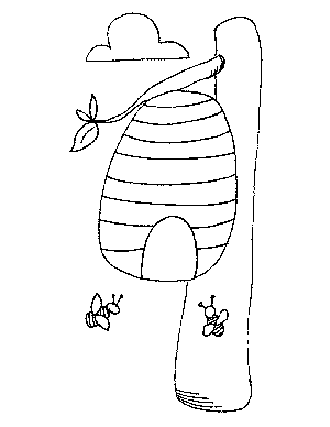 Bees and Beehive Coloring Page