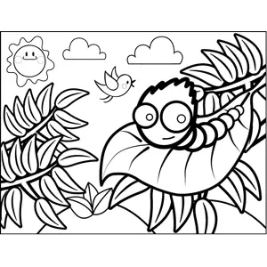 Caterpillar on a Leaf coloring page