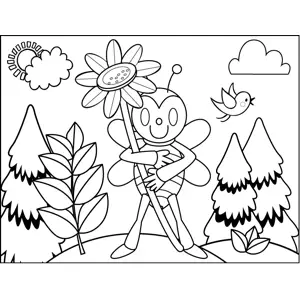 Fly with Flower coloring page