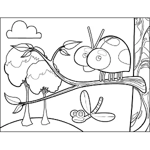Ladybug in Tree coloring page