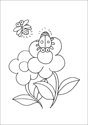 Ladybugs And Flowers coloring page