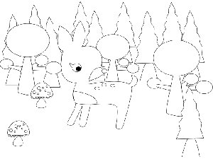 Fawn in Forest coloring page
