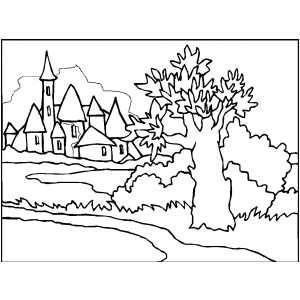 Medieval Town coloring page