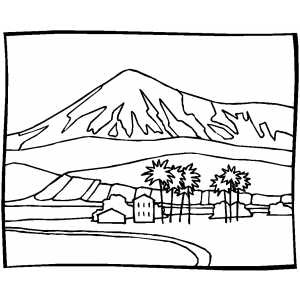 Mountain Behind House coloring page