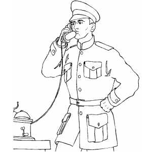 Officer On Telephone coloring page
