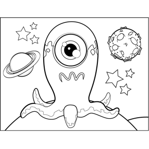 Cyclops Space Octopus coloring page