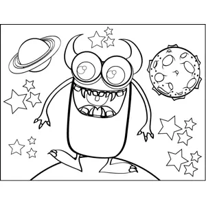 Happy Monster with Horns coloring page