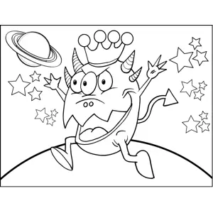 Monster with Crown coloring page