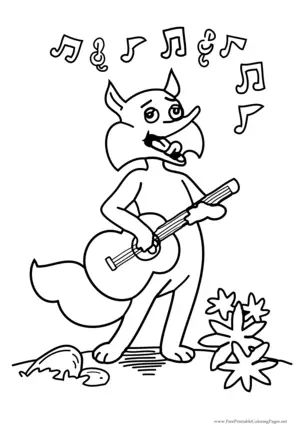 Fox Guitar coloring page