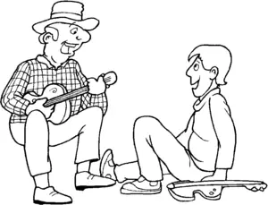 Guitarist And Boy coloring page
