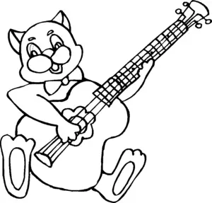 Guitarist Cat coloring page