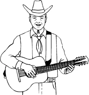 Guitarist In Cowboy Hat coloring page