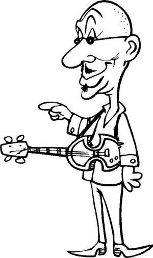 Guy With Bass Guitar coloring page