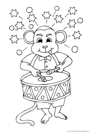 Monkey Drummer coloring page
