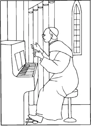 Pope Playing Organ At Church coloring page