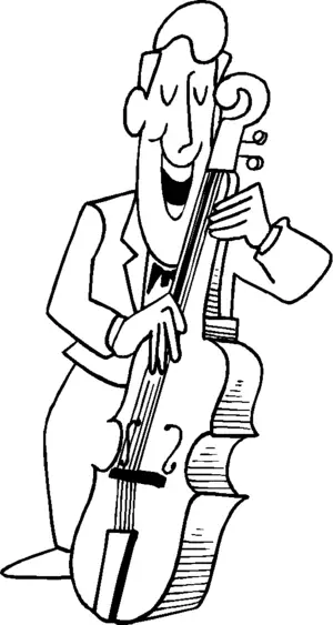 Smiling Guy Playing At Bass coloring page