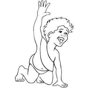 New Year Baby Waves Hello coloring page