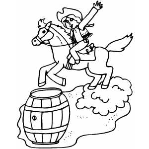 Barrel Racing Coloring Page