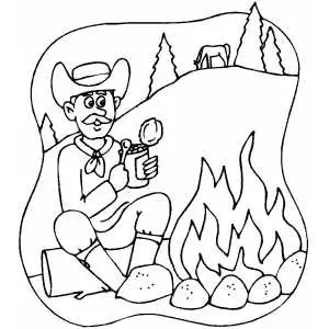 Cowboy Eating coloring page