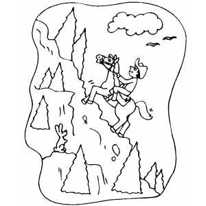 Cowboy On Mountain coloring page